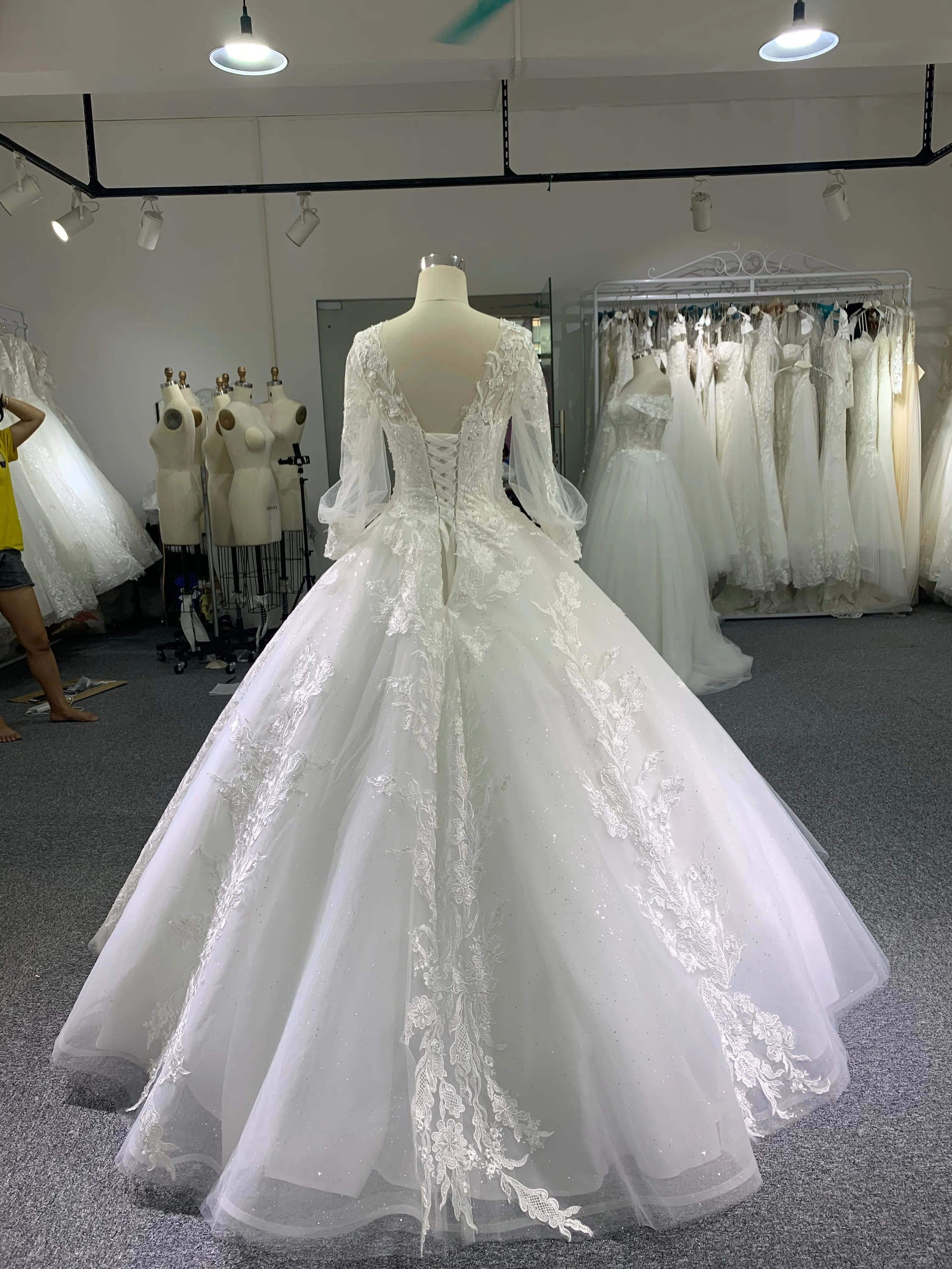 BYG sweet lantern sleeves wedding drees
