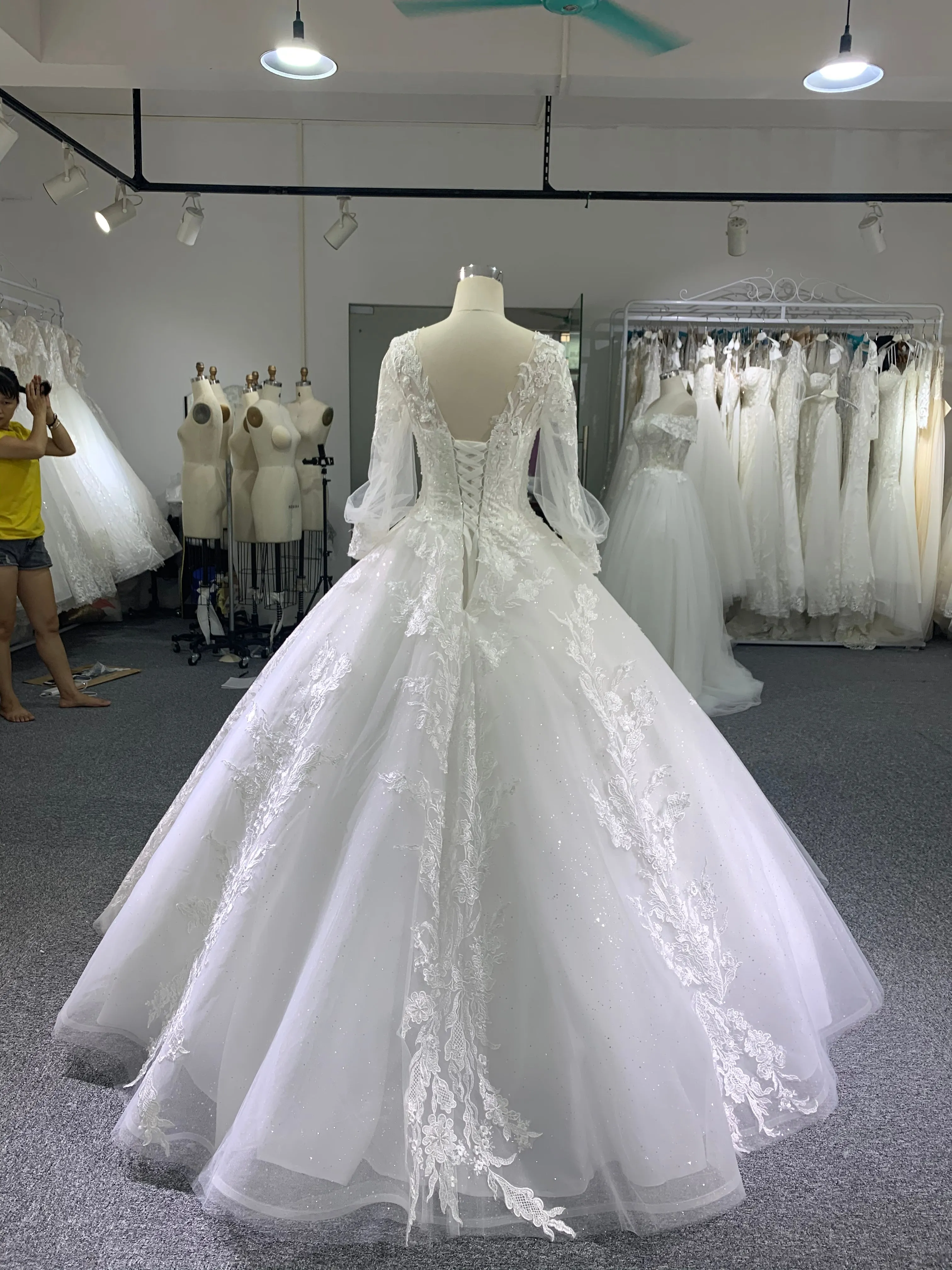 BYG sweet lantern sleeves wedding drees