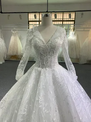 BYG V neck turndown collar wedding dress