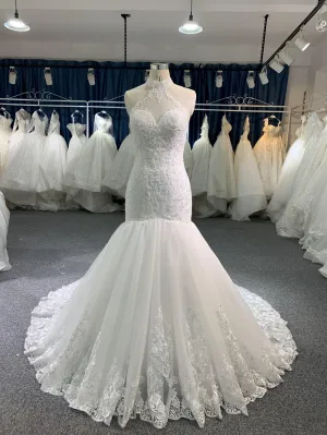 #C-002 Spaghetti strap Marmaid Wedding Dress With Semi-Cathedral