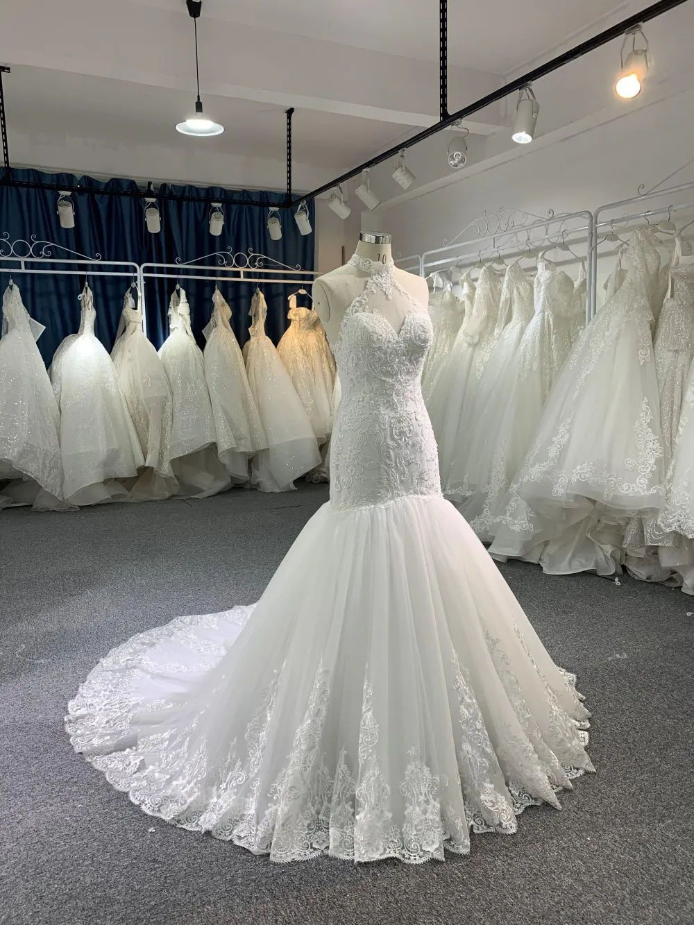 #C-002 Spaghetti strap Marmaid Wedding Dress With Semi-Cathedral