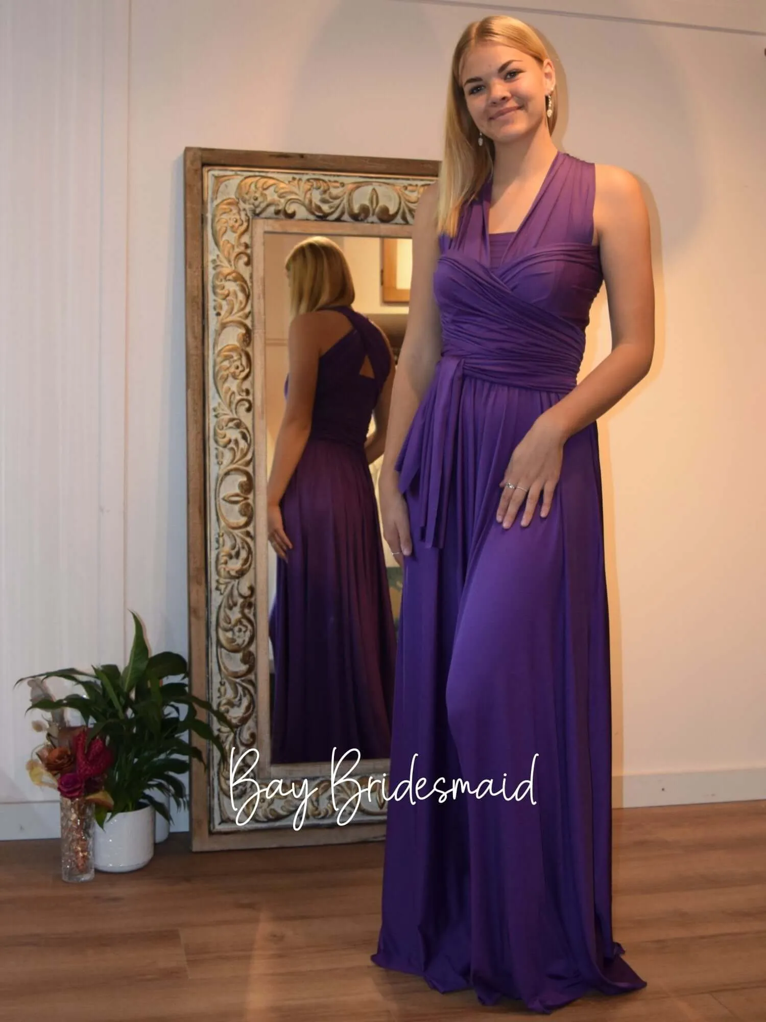 Cadbury Purple Convertible Infinity bridesmaid dress Express NZ wide