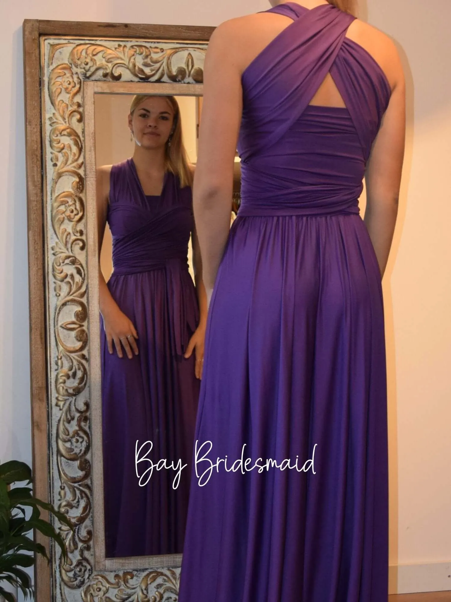 Cadbury Purple Convertible Infinity bridesmaid dress Express NZ wide