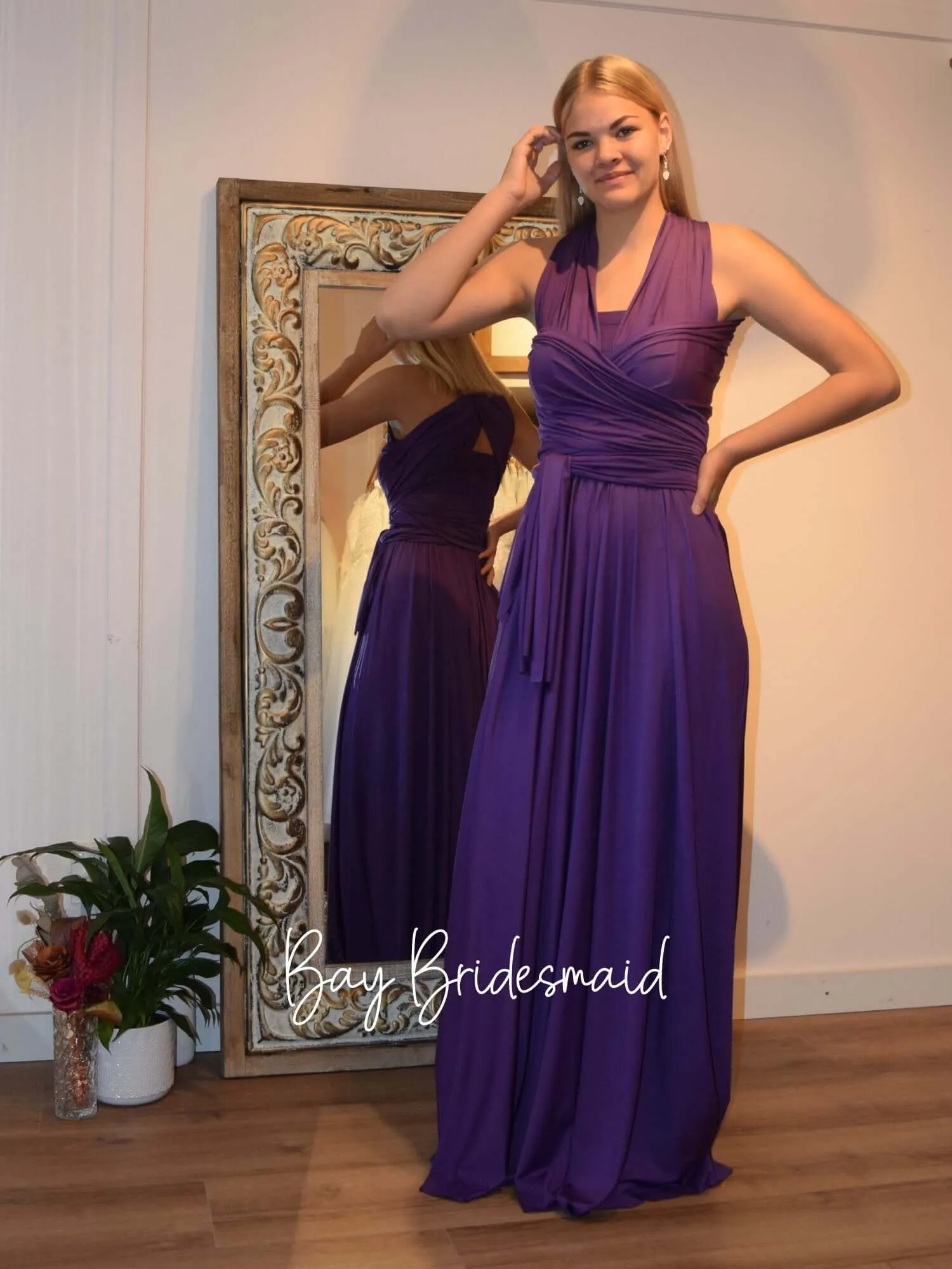 Cadbury Purple Convertible Infinity bridesmaid dress Express NZ wide