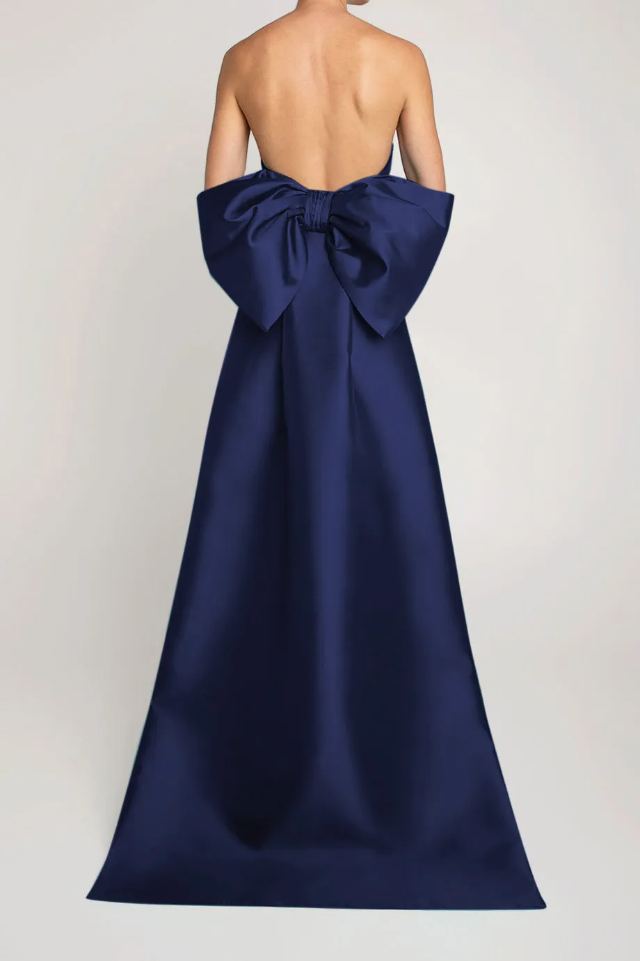 Camille Silk and Wool Column Gown with Removable Train