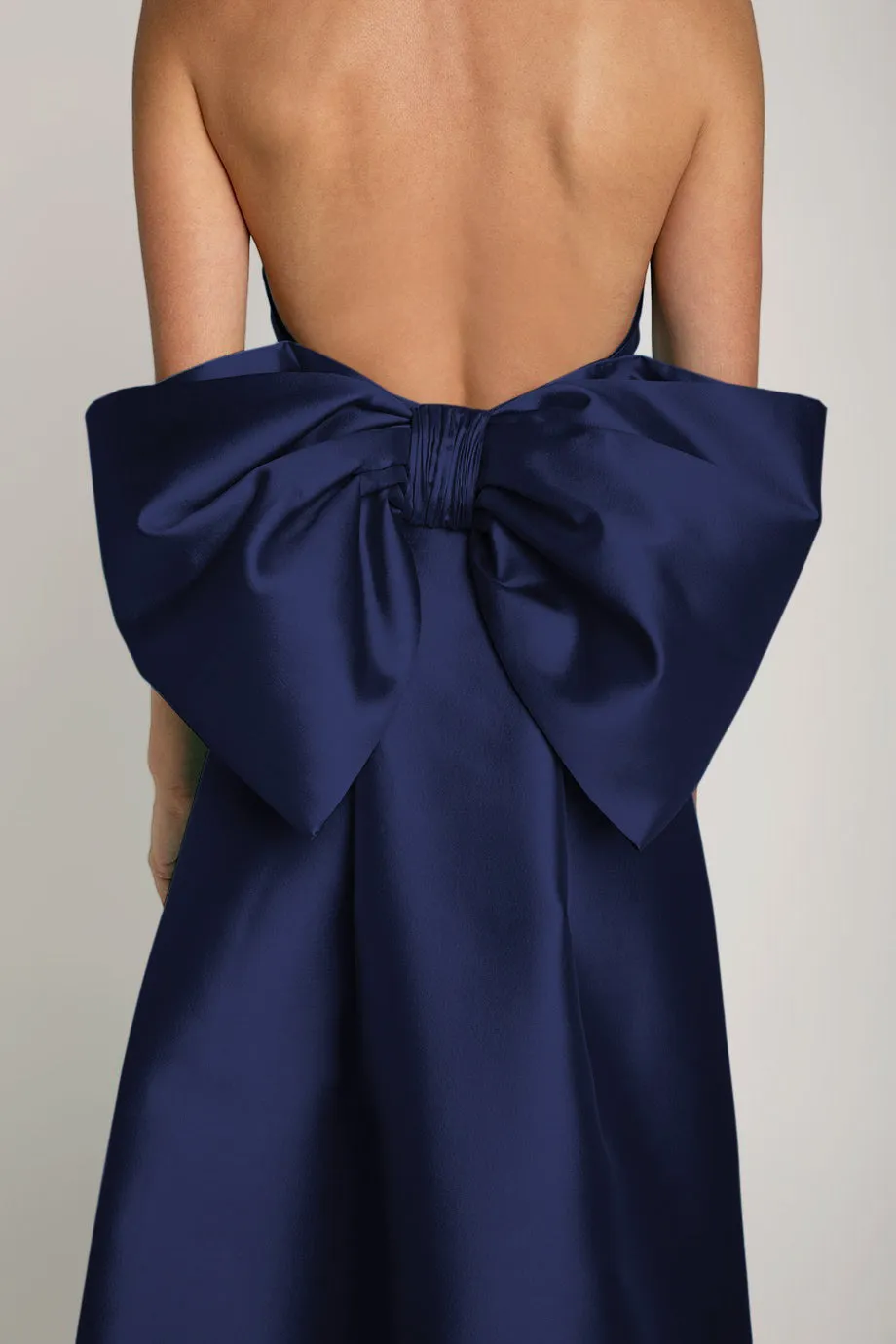 Camille Silk and Wool Column Gown with Removable Train