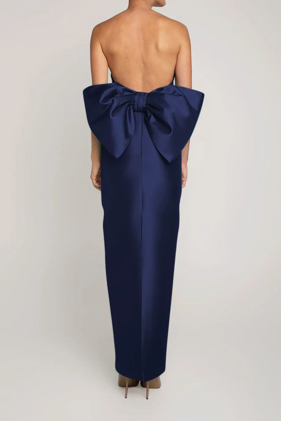Camille Silk and Wool Column Gown with Removable Train
