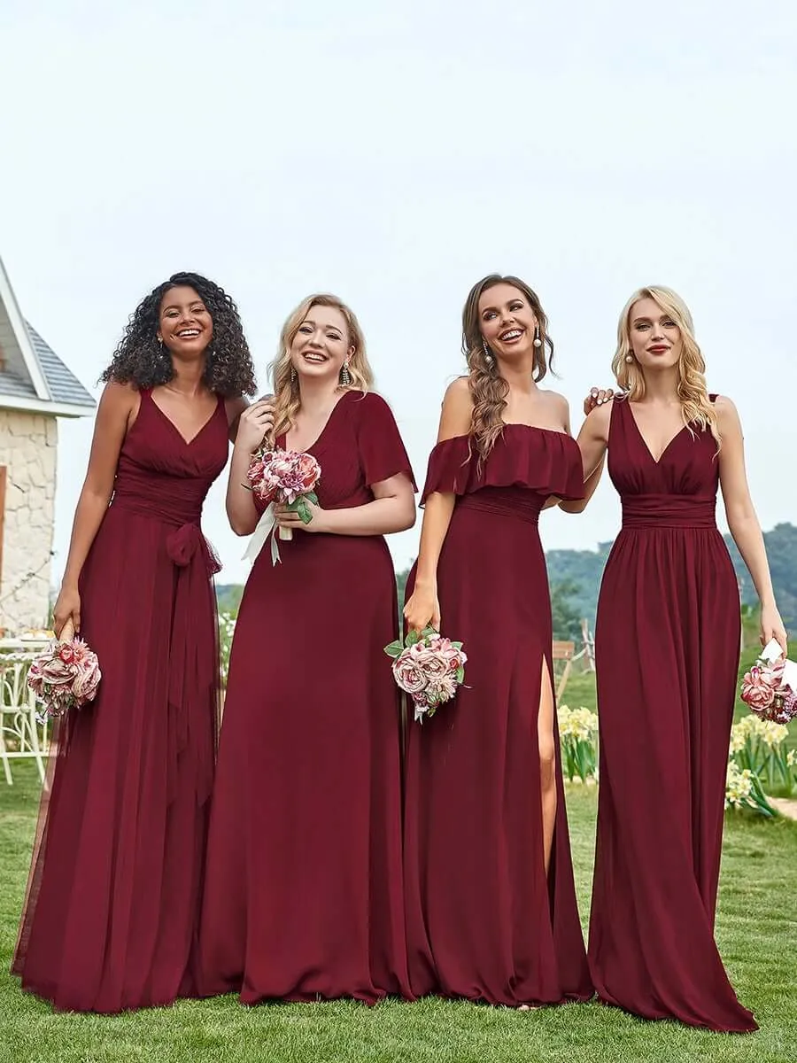 Cammy sleeveless tulle bridesmaid dress in burgundy s8 Express NZ wide