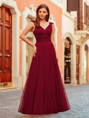 Cammy sleeveless tulle bridesmaid dress in burgundy s8 Express NZ wide