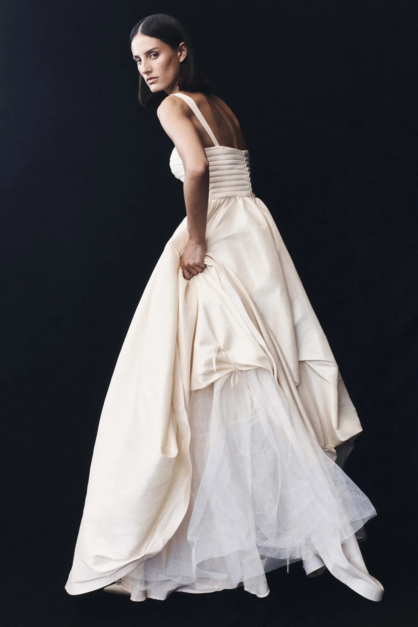 Carla Ruched Gown - Cream Ivory
