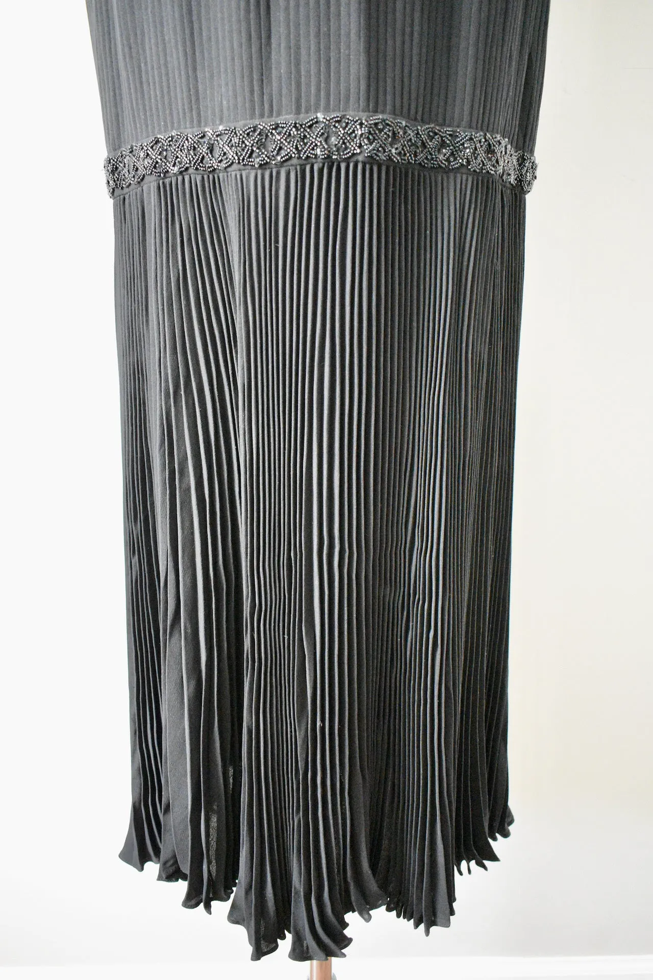 Carolina Herrera Black Pleated Gown with Beading