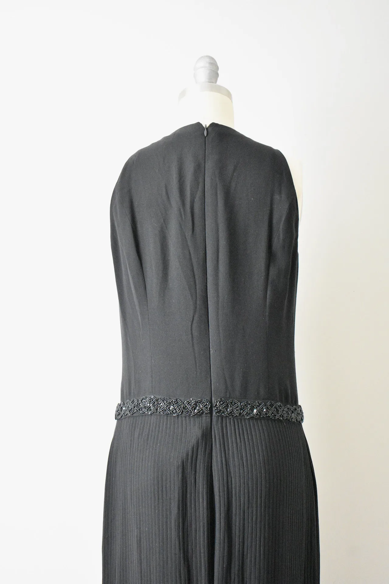 Carolina Herrera Black Pleated Gown with Beading