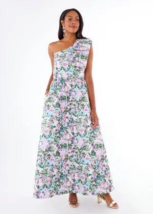 Caroline Gown Pink Abstract Floral Jacquard