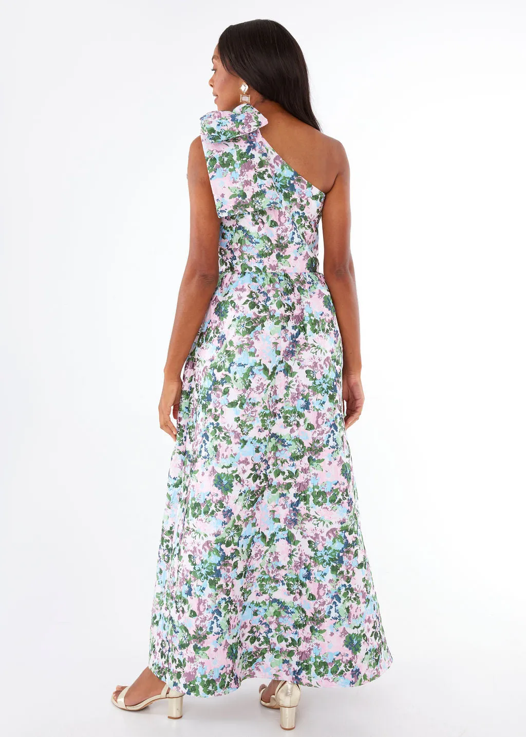 Caroline Gown Pink Abstract Floral Jacquard