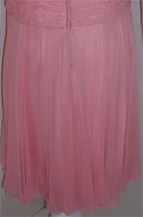 CEIL CHAPMAN 1960s Pink Chiffon Draped Pin Tucked Bodice Cocktail Dress