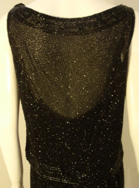 CEIL CHAPMAN 1960s Vintage 2 pc Black Beaded Gown