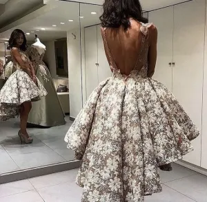 champagne lace prom dresses 2020 high low sleeveless elegant cheap graduation dresses robe de soiree