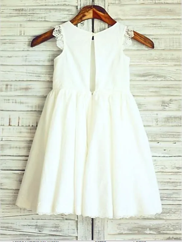 Chiffon Lace Scoop Sleeveless Flower Girl Dresses Tea Length Ball Gown