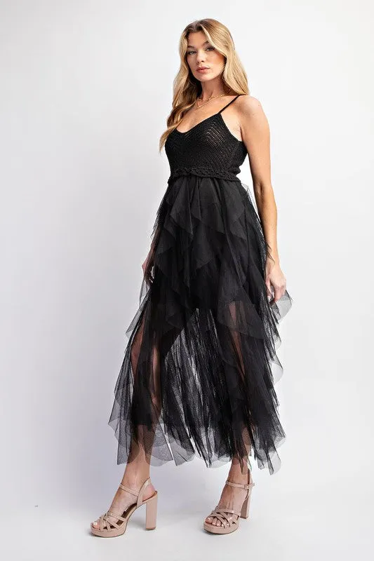 Christi Tulle and Crochet Dress