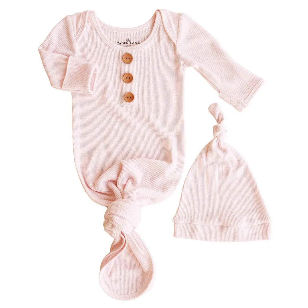 CL Knot Gown | Pearl Pink Waffle