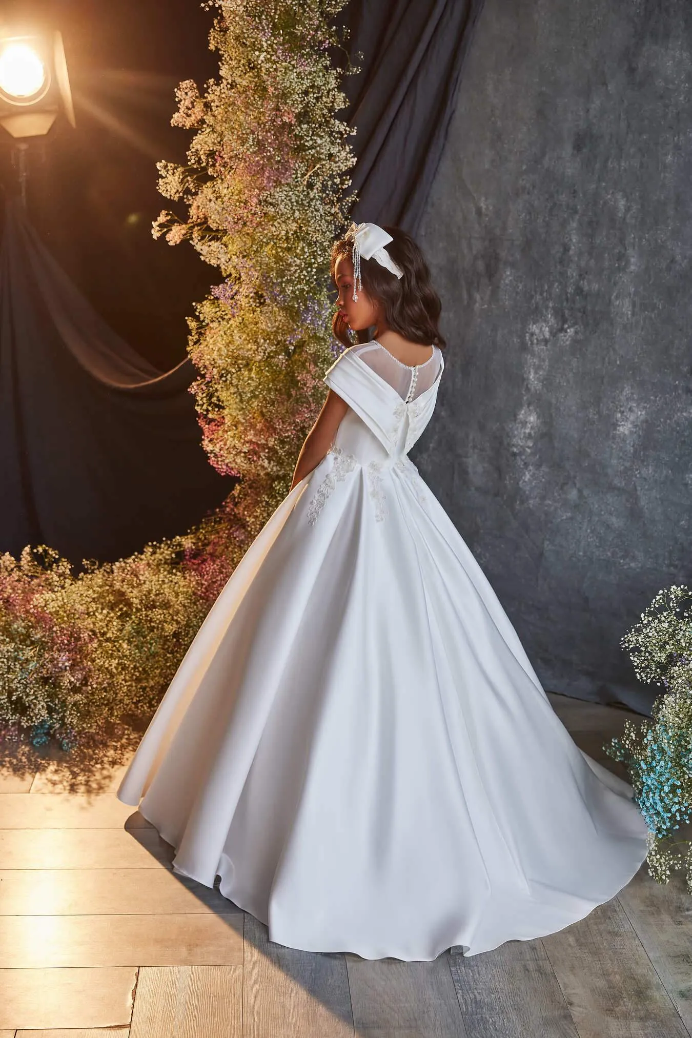 Classic Junior Bridesmaid Dress With Shawl Collar
