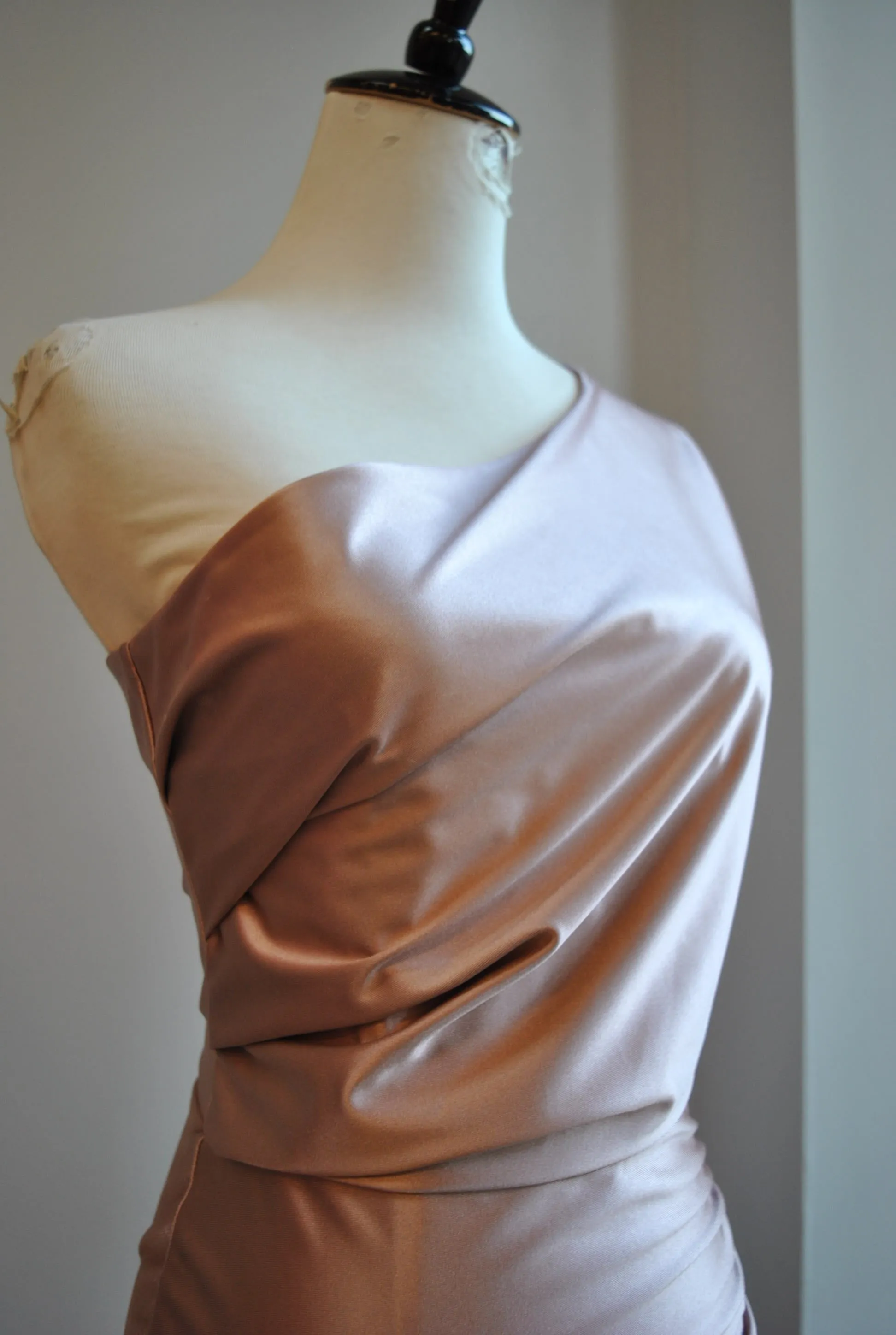 CLEARANCE - CHAMPAGNE LONG EVENING DRESS WITH SIDE SLIT