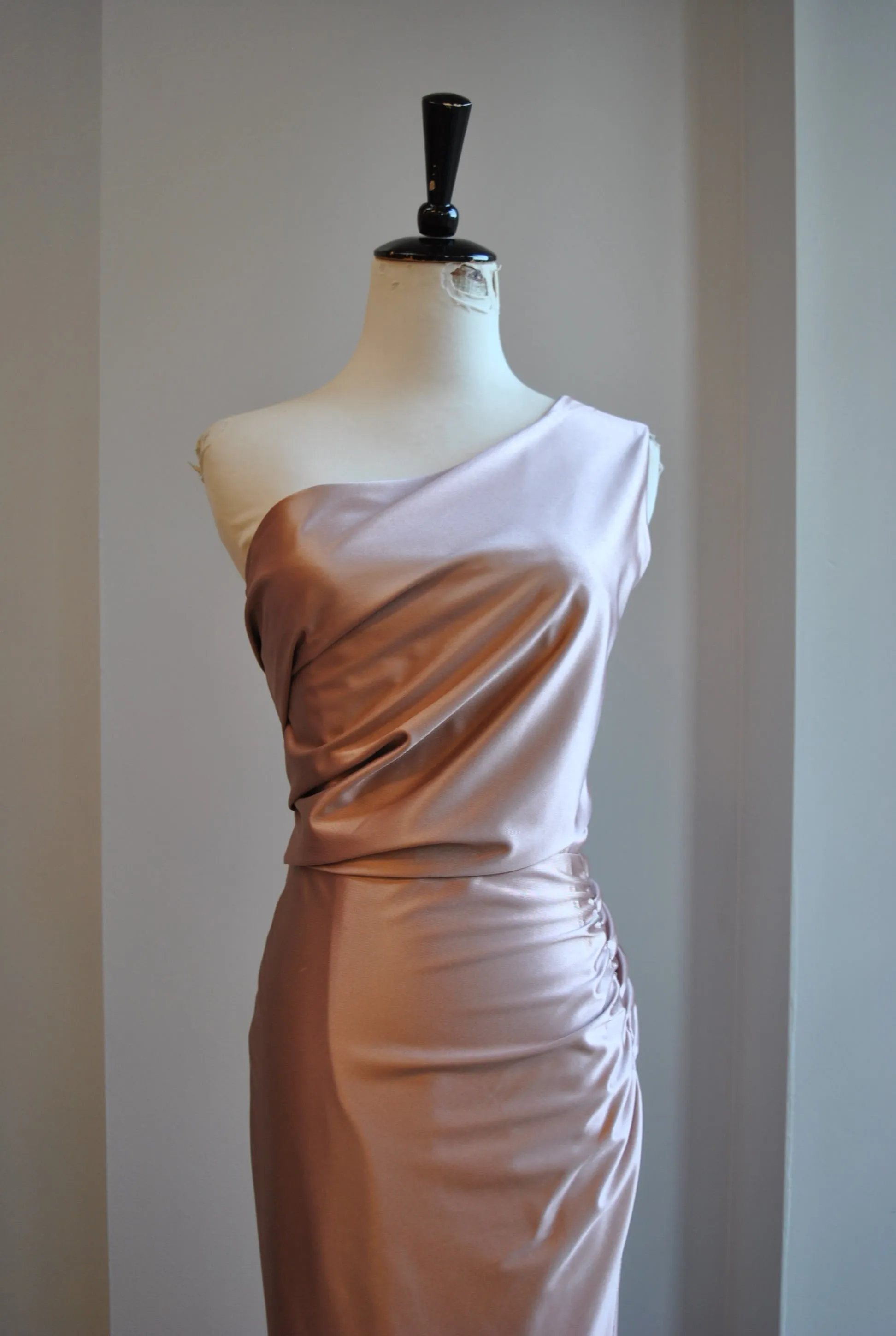 CLEARANCE - CHAMPAGNE LONG EVENING DRESS WITH SIDE SLIT