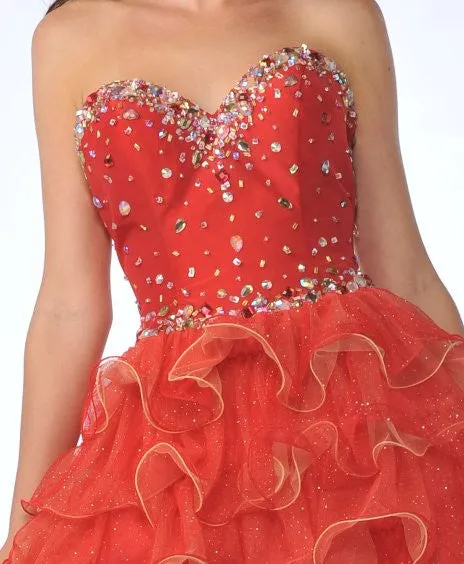 CLEARANCE - Cinderella Divine 1833 Ruffle Layer Tulle Skirt Dress (Size 4)