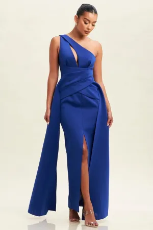 CLEARANCE - COBALT BLUE LONG ASYMMETRIC DRESS