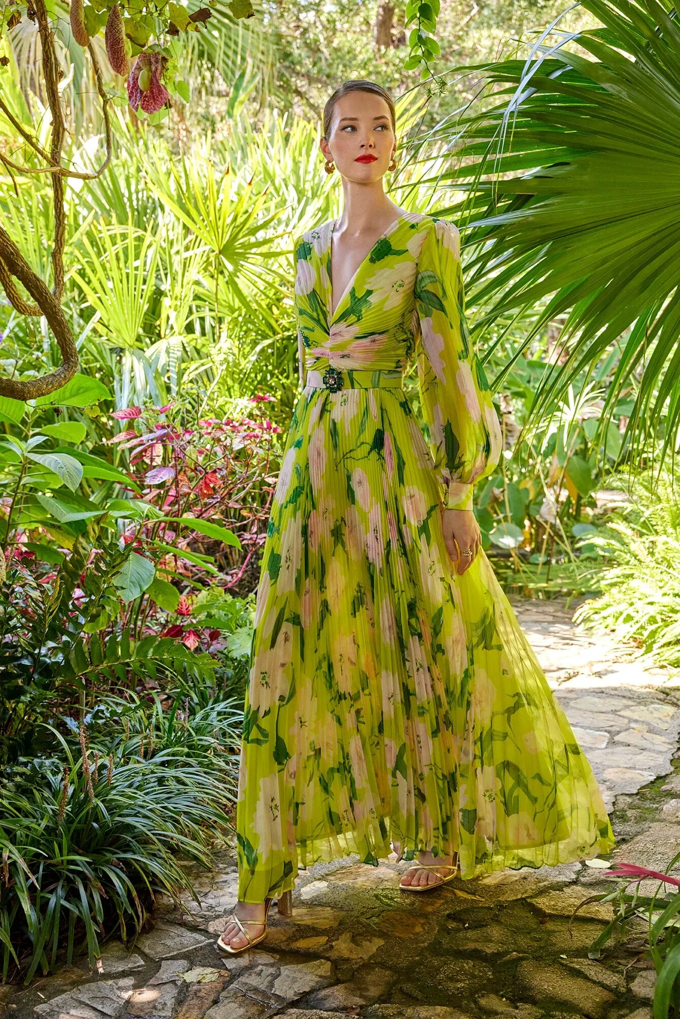 Cosiani Lime Forest Gown