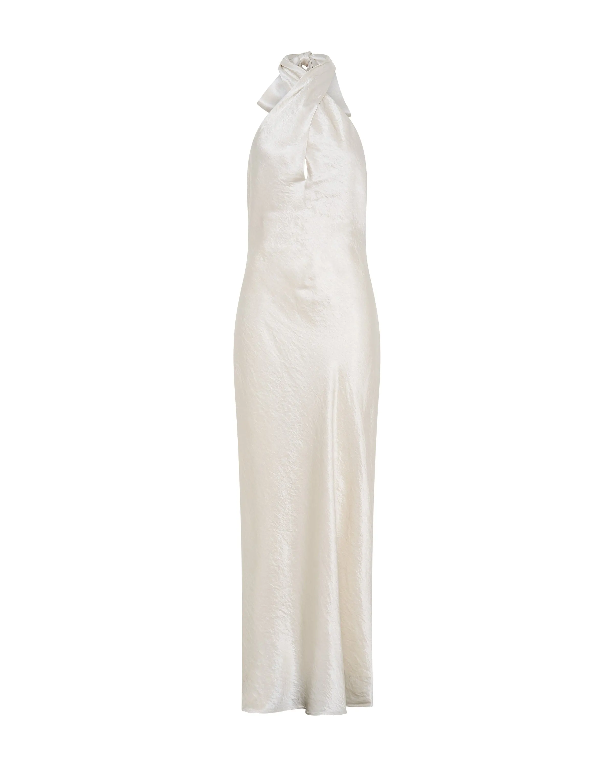 CRUSH WRAP NECK FLOOR LENGTH | CREAM