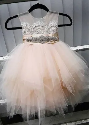 Cute Tulle  Flower Girl Dresses With Lace Appliques