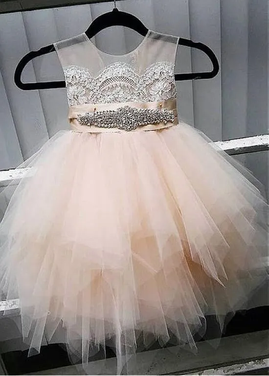 Cute Tulle  Flower Girl Dresses With Lace Appliques