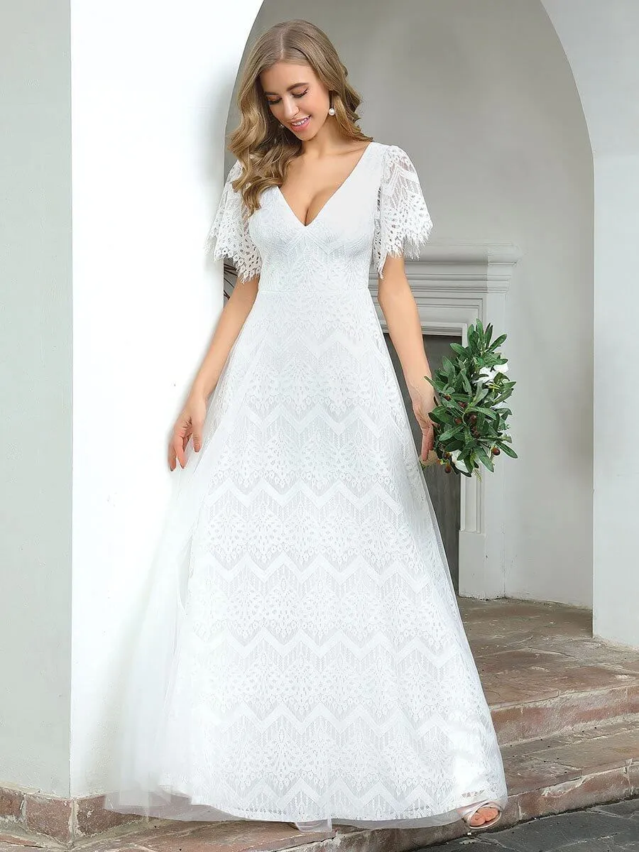 Daphne V neck boho lace wedding dress in ivory size 8 Express NZ wide
