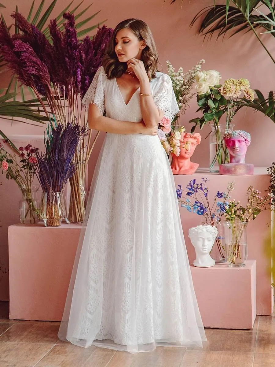 Daphne V neck boho lace wedding dress in ivory size 8 Express NZ wide