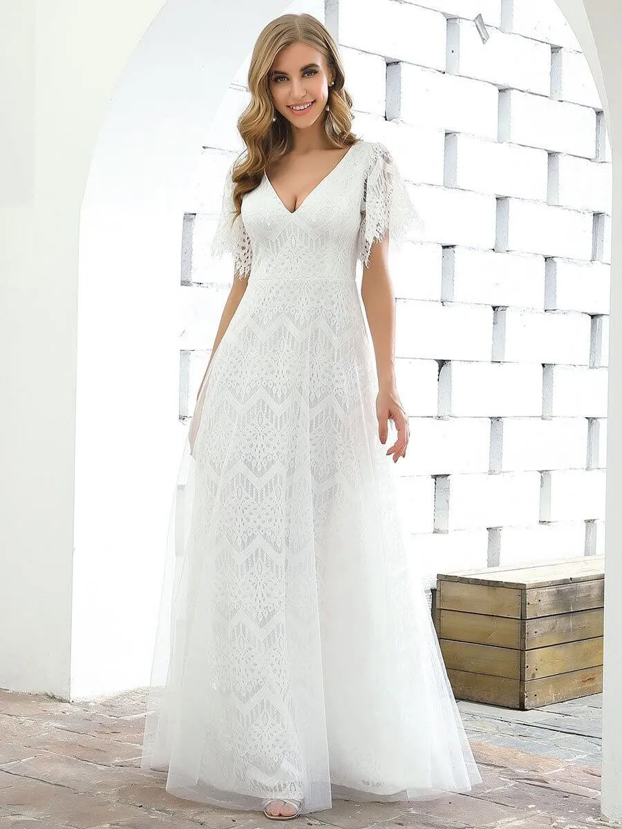 Daphne V neck boho lace wedding dress in ivory size 8 Express NZ wide