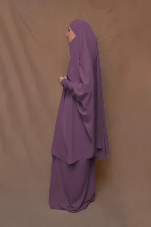 Dark Purple Moira prayer Umrah gown with niqab feature