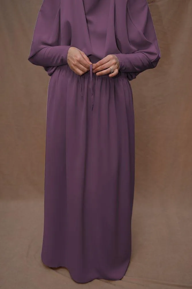 Dark Purple Moira prayer Umrah gown with niqab feature