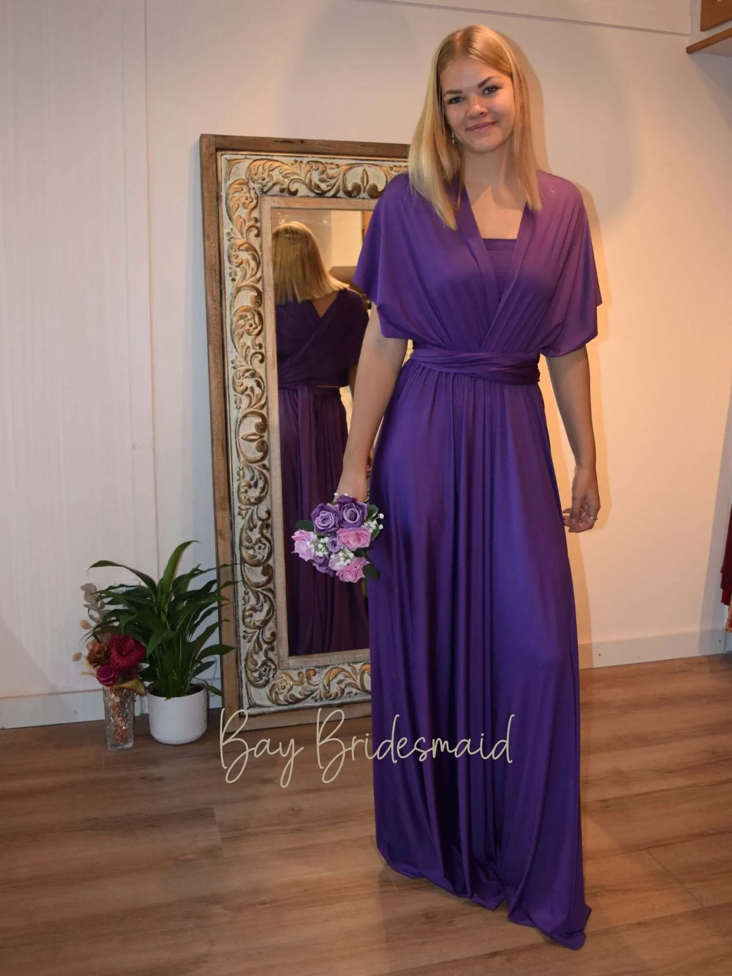 Darker Purple Convertible Infinity bridesmaid dress Express NZ wide