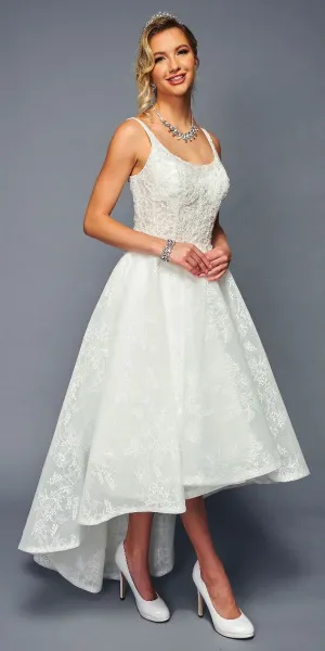 DeKlaire Bridal 473 Sleeveless High Low A-Line Wedding Gown