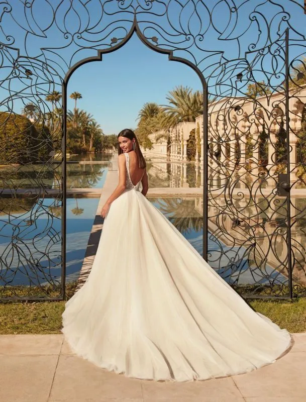 Demetrios Size 14 1119 Ivory/Sheer/Nude/Natural Gown