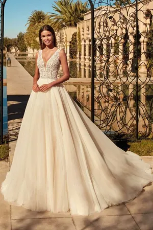 Demetrios Size 14 1119 Ivory/Sheer/Nude/Natural Gown