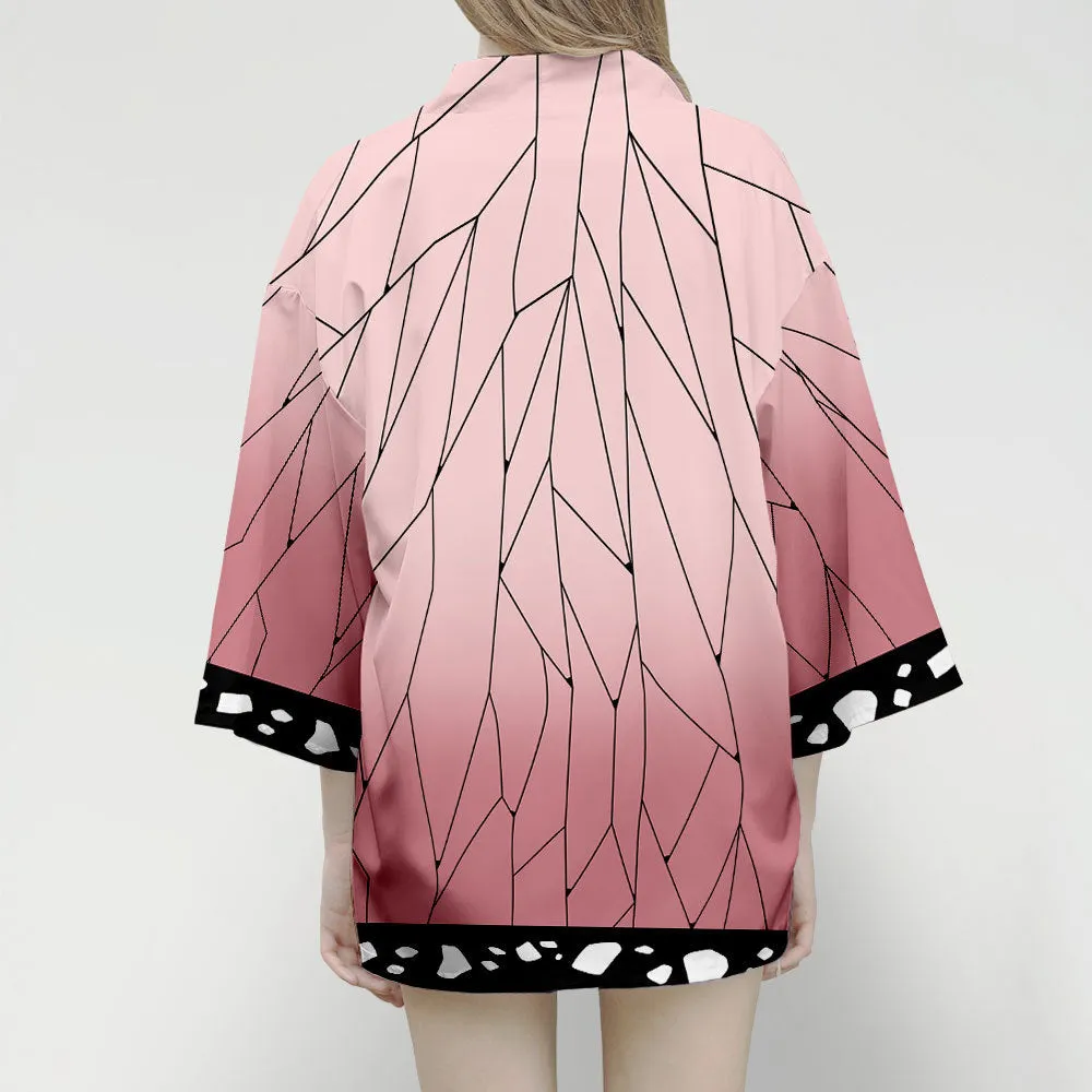 Demon Slayer Kamado Nezuko silken cape/gown/cloak – Cosplay / Halloween costume - Unisex - Pink - United Kingdom