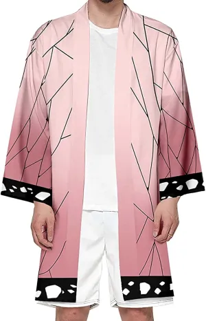 Demon Slayer Kamado Nezuko silken cape/gown/cloak – Cosplay / Halloween costume - Unisex - Pink - United Kingdom