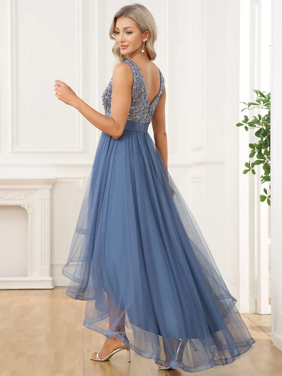 Dina dusky blue high low tulle ball dress size 24 Express NZ wide