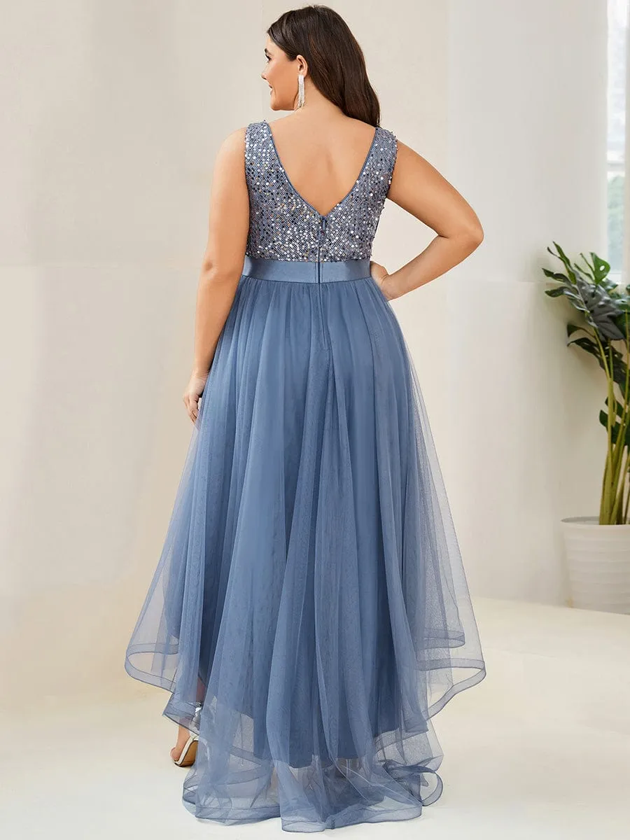 Dina dusky blue high low tulle ball dress size 24 Express NZ wide