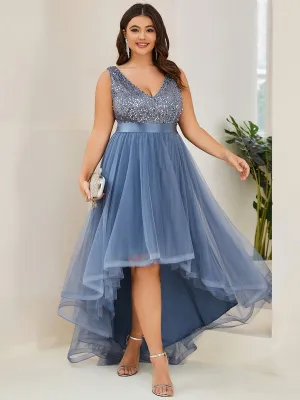 Dina dusky blue high low tulle ball dress size 24 Express NZ wide