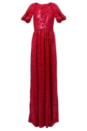 Drape Shoulder Detail Gown | Fuschia