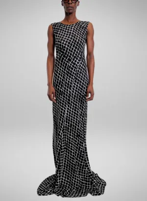 DRIES VAN NOTEN | Long Grid Print Gown