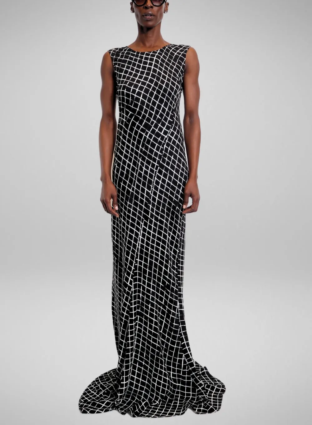 DRIES VAN NOTEN | Long Grid Print Gown